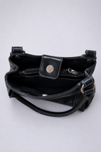 Black faux leather shoulder bag