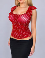 Vintage red polka dot top