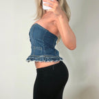 Blue denim corset