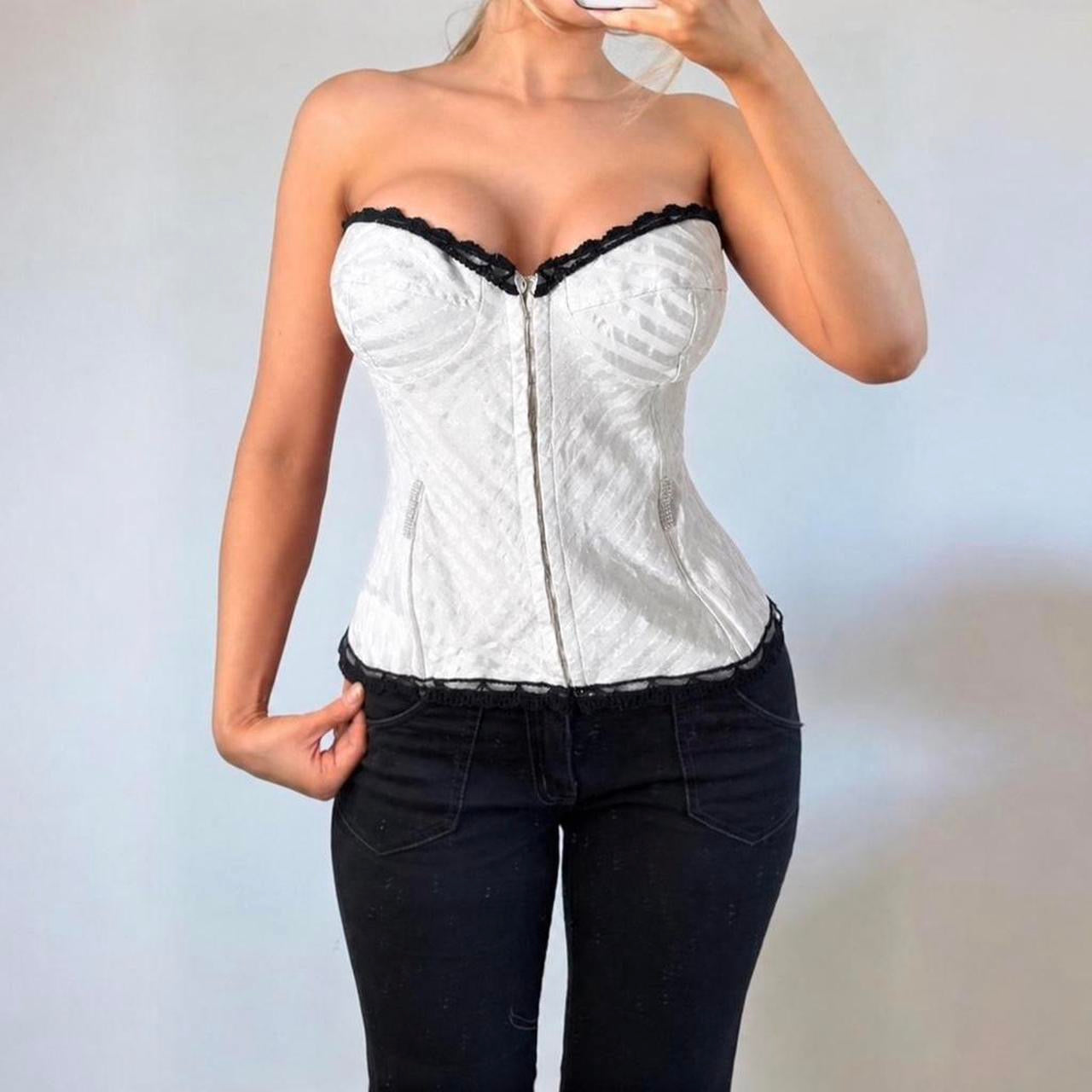 VINTAGE white striped corset top