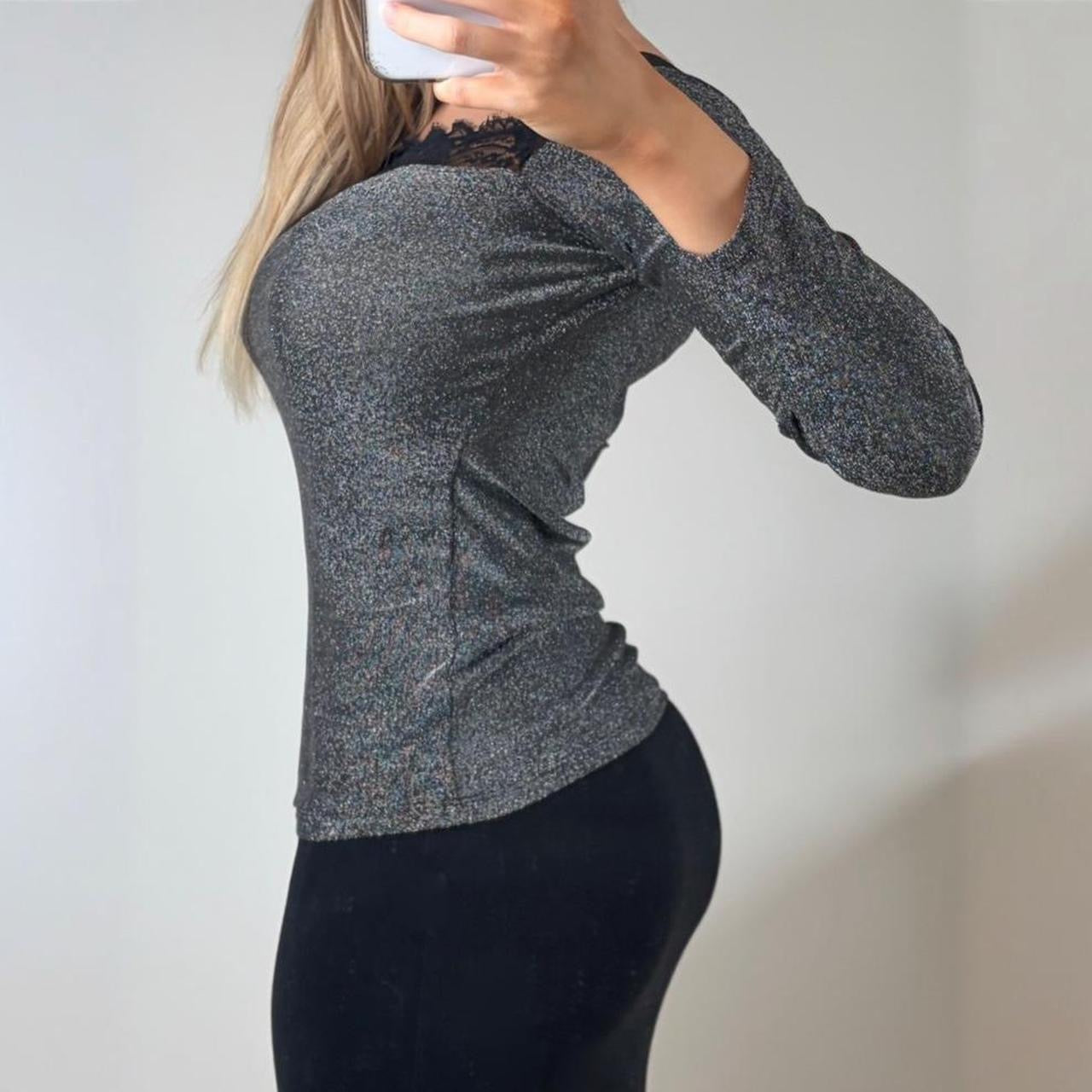 Silver sparkly long sleeve top