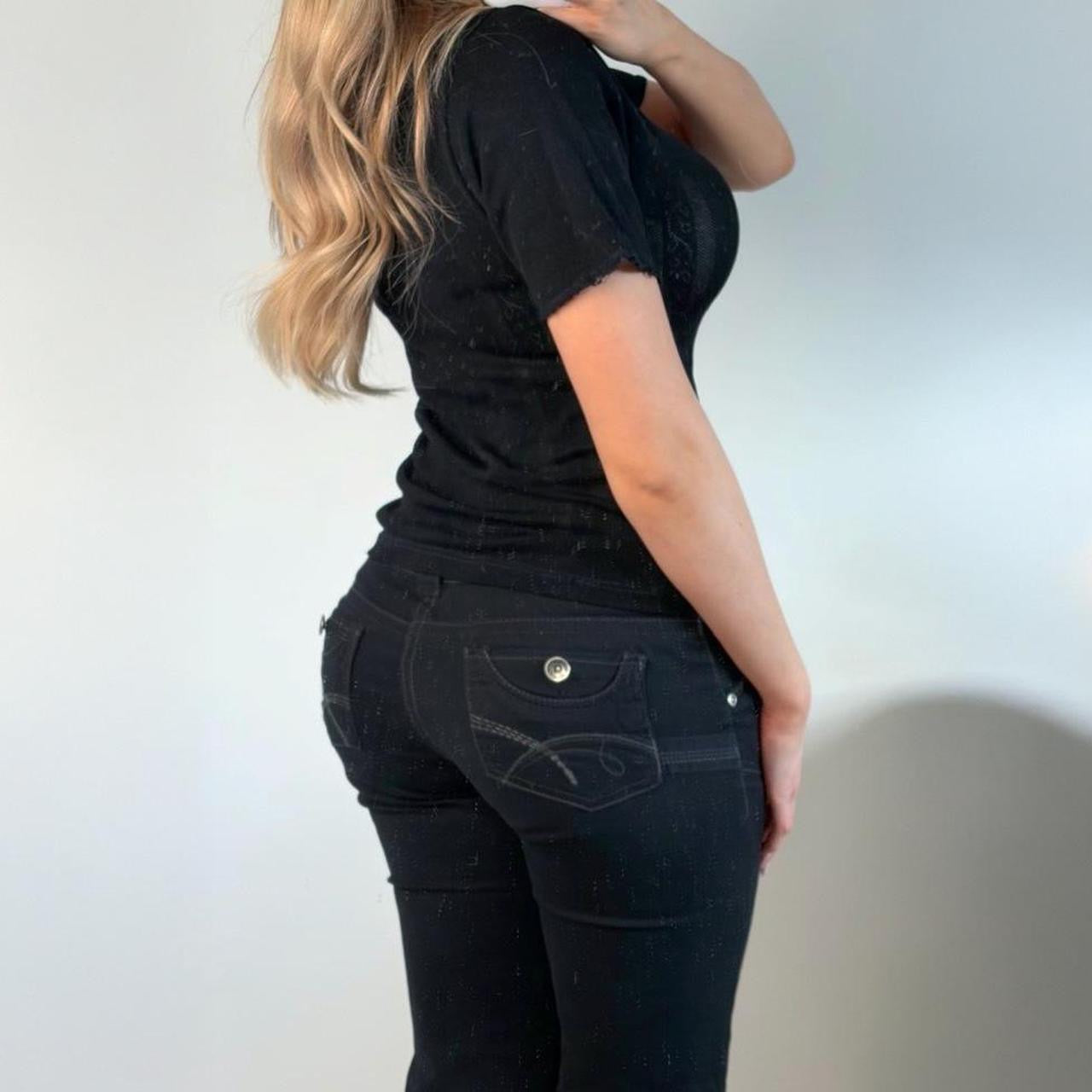 VINTAGE black short sleeve lace top