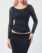 Vintage black long sleeve heart top