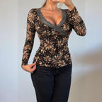 VINTAGE Brown lace long sleeve top