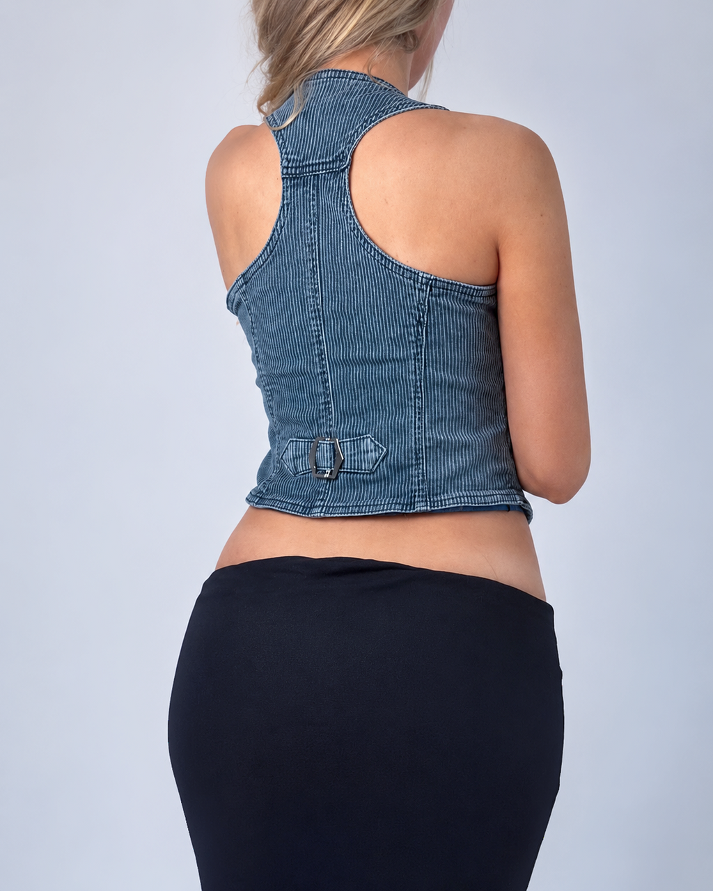 Vintage denim cropped waistcoat top