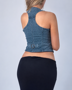 Vintage denim cropped waistcoat top