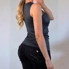 VINTAGE slinky Grey cowl neck top