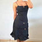VINTAGE black tiered maxi dress
