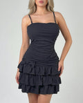 Vintage black ruffle mini dress