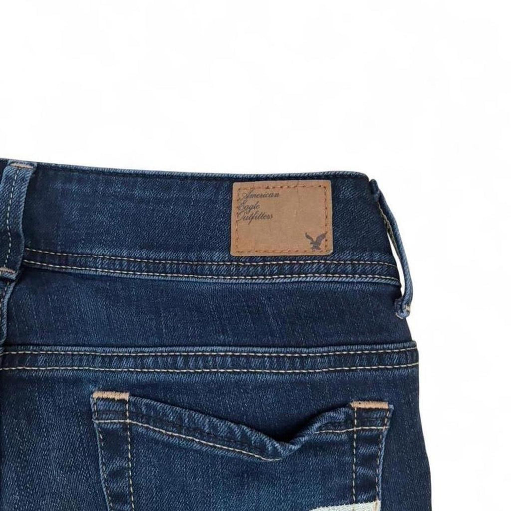 Blue low rise flared denim jeans