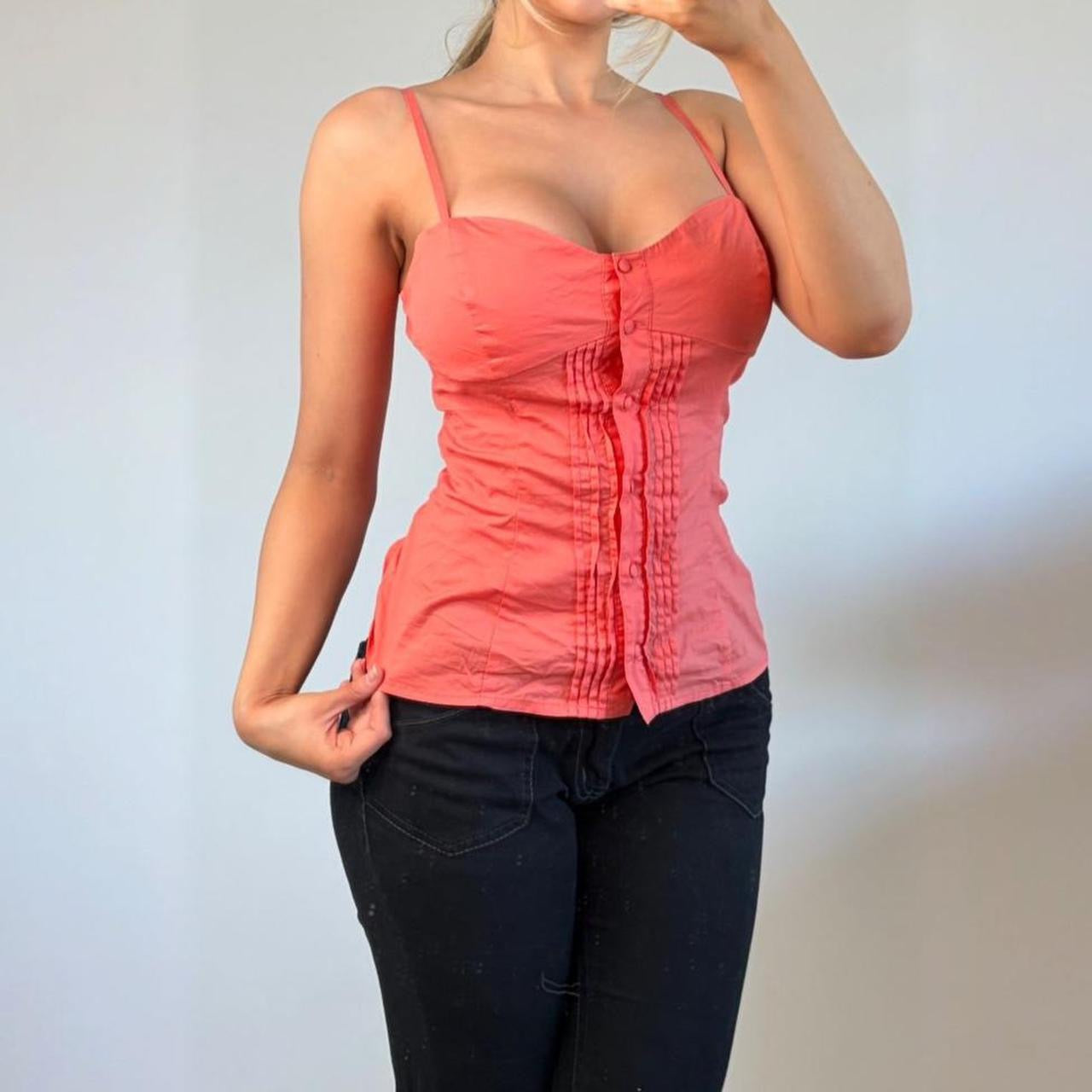 Coral corset cami top