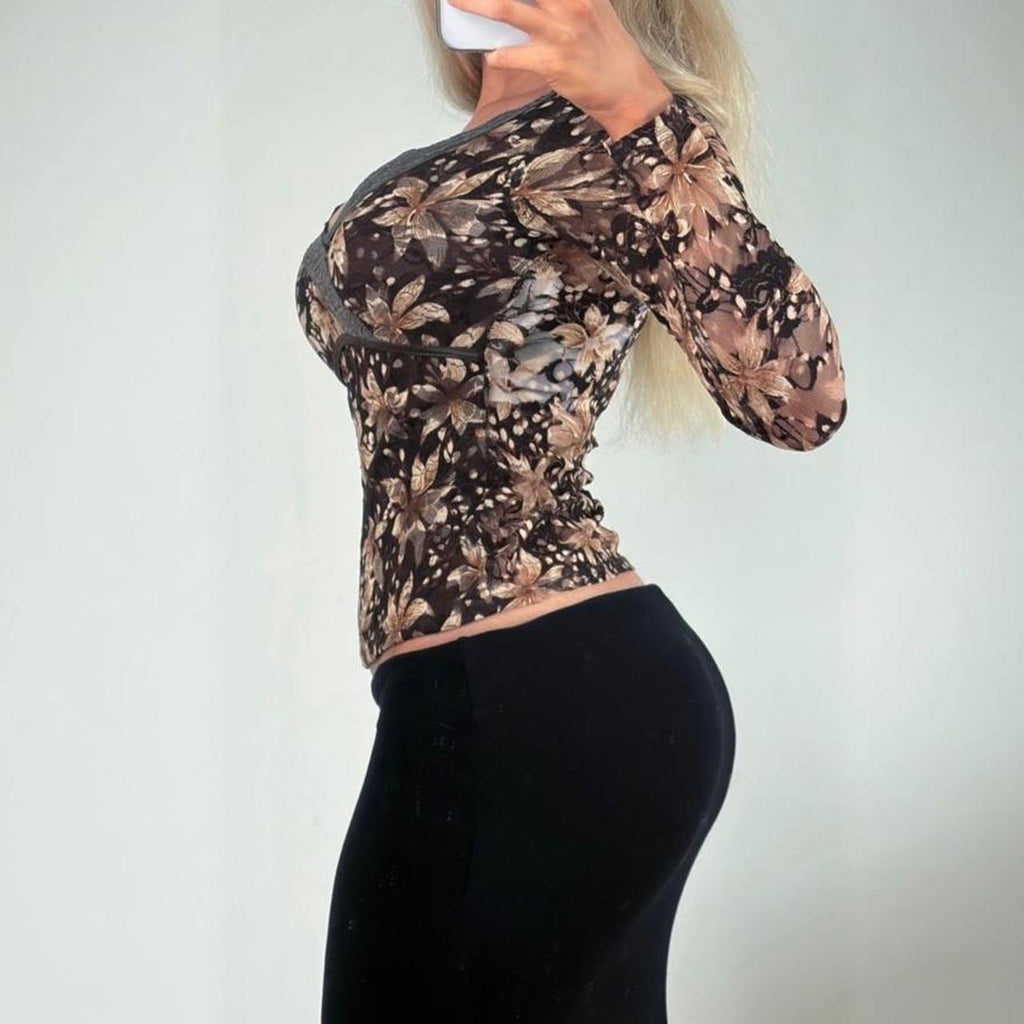 VINTAGE Brown lace long sleeve top