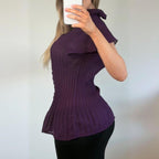 Purple ruffle blouse top
