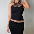 VINTAGE D&G black halterneck rhinestone top