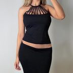 VINTAGE D&G black halterneck rhinestone top