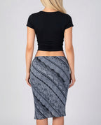 Vintage grey low rise midi skirt