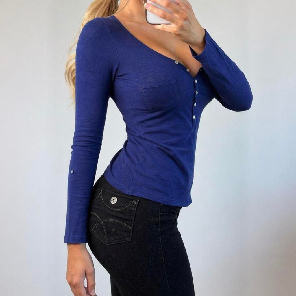 VINTAGE Blue long sleeve blouse top