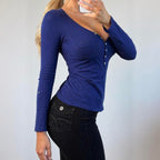 VINTAGE Blue long sleeve blouse top