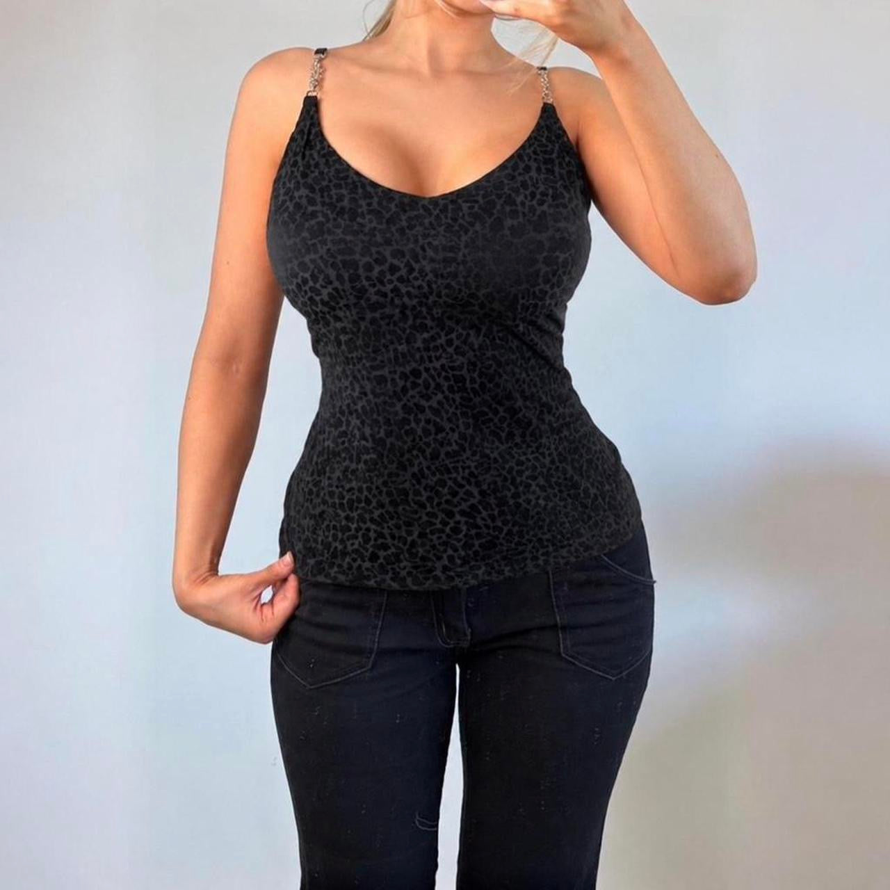 VINTAGE Morgan leopard print satin cami top