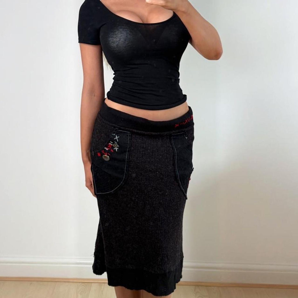 Black knit maxi skirt