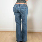 VINTAGE Light blue embroidered faded Low rise flared denim jeans