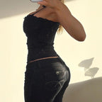 VINTAGE black lace cami top