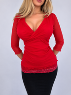 Vintage red wrap blouse top