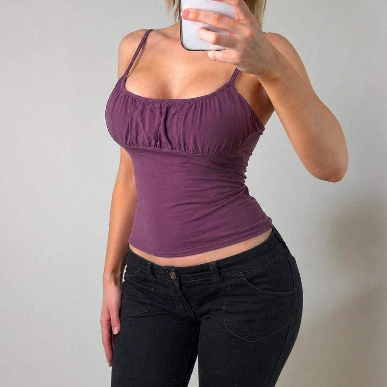 VINTAGE Purple ruched cami top