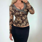 VINTAGE Brown lace long sleeve top
