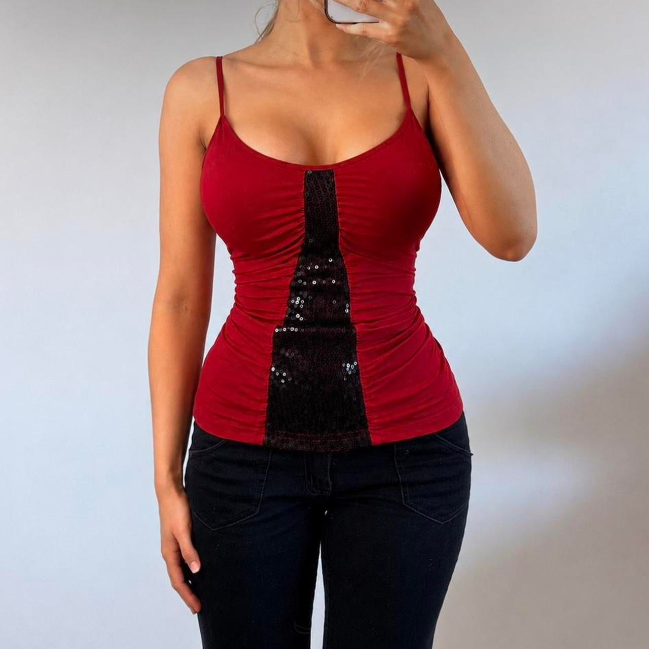 VINTAGE Red sequin cami top