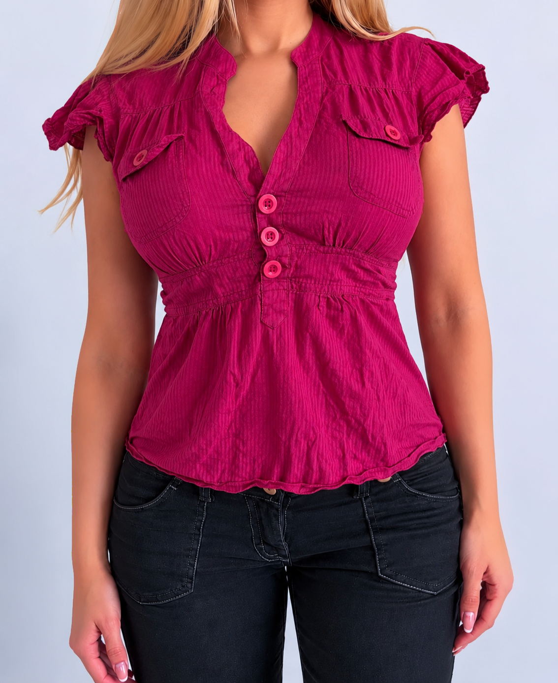 Vintage pink striped blouse top