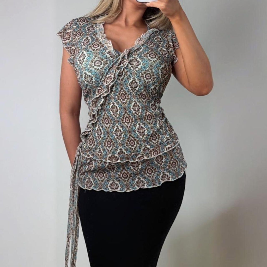 DKNY blue blouse top