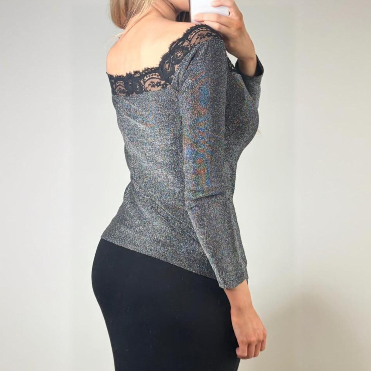 Silver sparkly long sleeve top