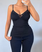 Vintage black tie vest top