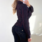 VINTAGE black & pink pinstripe shirt long sleeve top