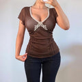 Vintage Brown lace blouse top