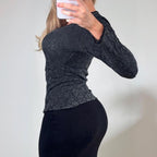 VINTAGE Dark grey floral long sleeve top