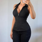 VINTAGE black halterneck top