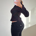 VINTAGE black & pink pinstripe shirt long sleeve top