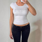VINTAGE TOMMY HILFIGER White short sleeve logo baby tee top