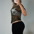 Khaki crotchet cardigan top