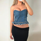 Blue denim corset