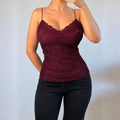 VINTAGE burgundy red lace cami vest top