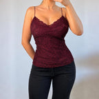 VINTAGE burgundy red lace cami vest top
