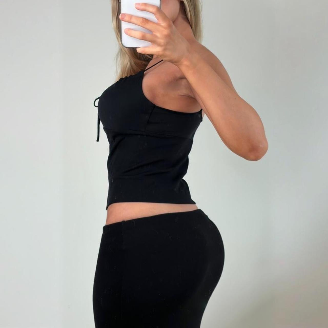 VINTAGE Morgan de toi black ruched milkmaid cami crop top