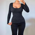 VINTAGE Dark grey floral long sleeve top