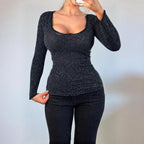 VINTAGE Dark grey floral long sleeve top