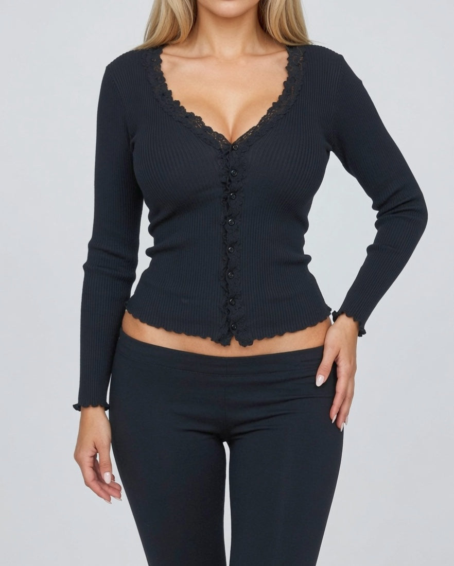 Vintage ribbed cardigan top