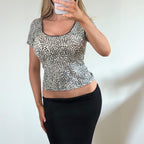Black and white polka dot short sleeve top