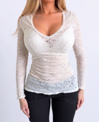 Vintage white lace long sleeve top
